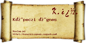 Köpeczi Ágnes névjegykártya