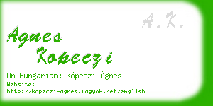 agnes kopeczi business card